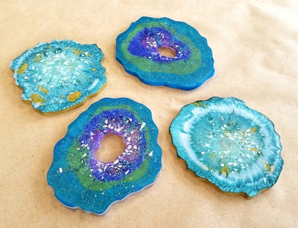 Resin Geode Coaster Set