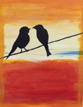 Original Rainbow Bird Painting hand painted acrylic 16x20